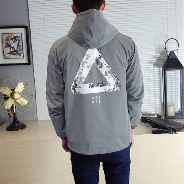 Men jacket casual hiphop windbreaker reflective jacket tide brand men and women lovers coat hooded fluorescent clothing