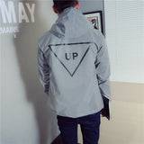 Men jacket casual hiphop windbreaker reflective jacket tide brand men and women lovers coat hooded fluorescent clothing
