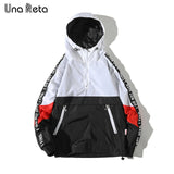 webhoo k Una Reta Hooded Jackets Men New Patchwork Color Block Pullover Jacket Fashion Tracksuit Coat Men Hip Hop Streetwear Jacket Men