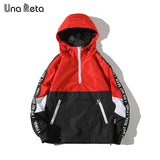 webhoo k Una Reta Hooded Jackets Men New Patchwork Color Block Pullover Jacket Fashion Tracksuit Coat Men Hip Hop Streetwear Jacket Men
