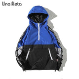 webhoo k Una Reta Hooded Jackets Men New Patchwork Color Block Pullover Jacket Fashion Tracksuit Coat Men Hip Hop Streetwear Jacket Men