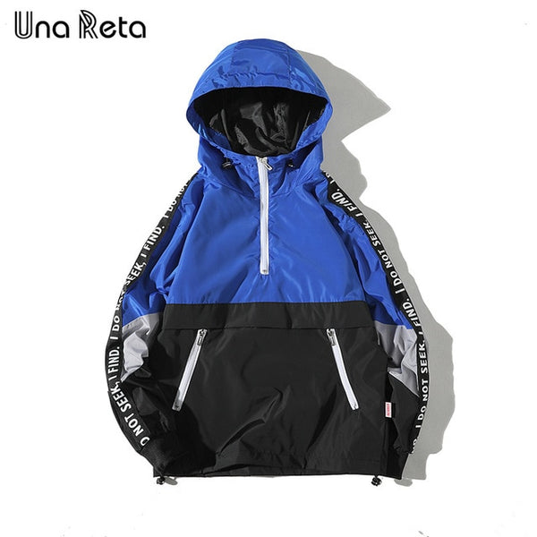 webhoo k Una Reta Hooded Jackets Men New Patchwork Color Block Pullover Jacket Fashion Tracksuit Coat Men Hip Hop Streetwear Jacket Men