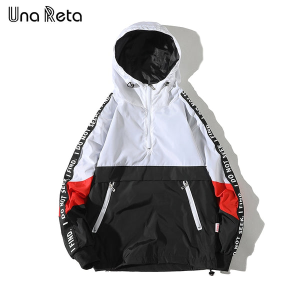 webhoo k Una Reta Hooded Jackets Men New Patchwork Color Block Pullover Jacket Fashion Tracksuit Coat Men Hip Hop Streetwear Jacket Men